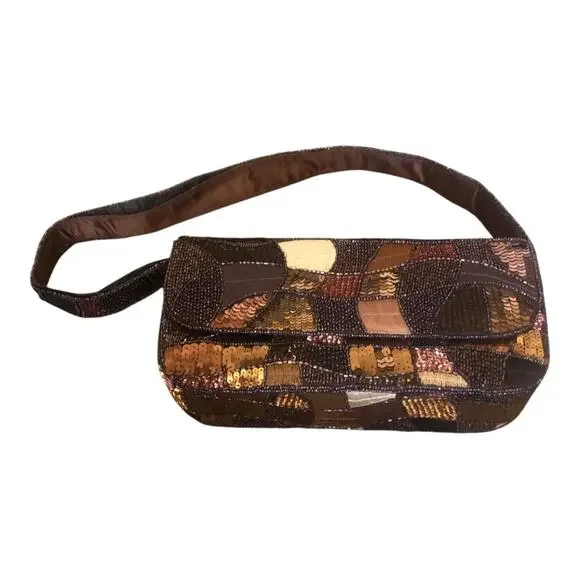 K.C. Malhan Marilyn Purse Beaded Sequined Evening Shoulder Bag Magnetic Clasp - Picture 14 of 16